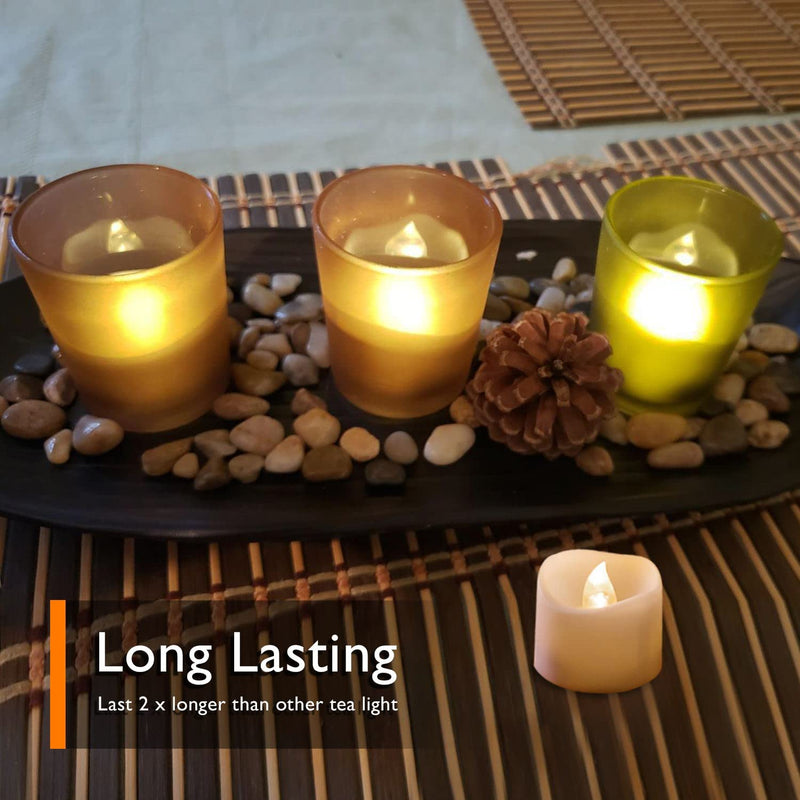 Homemory Flameless Tea Lights Candles, Last 5days Longer Battery Operated LED Votive Candles, 12 pcs Flickering Tealights with Warm White Light for Wedding, Valentine's Day, Halloween, Christmas - NewNest Australia