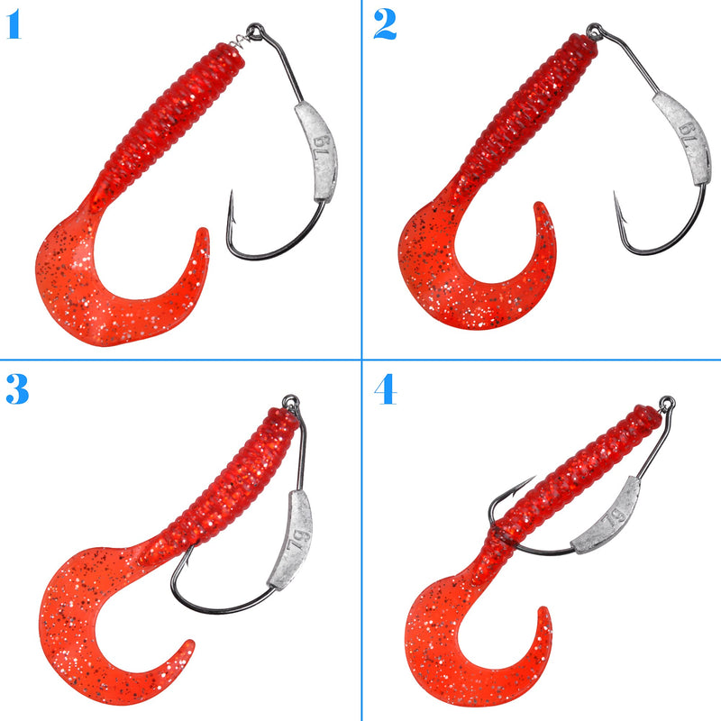 Weighted Fishing Hooks - 25pcs Weedless Weighted Swimbait Hooks Jig Head with Twistlock Soft Plastic Worm Fishing Hook for Saltwater Freshwater Bass Trout Fishing 5 Size Mixed - NewNest Australia