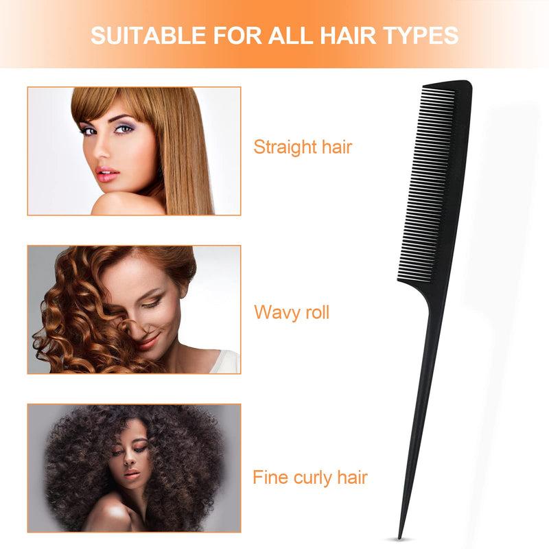 Sularpek Comb, 3 Pieces Tail Combs Set, Fine Tooth Comb, Carbon Fibre Styling Comb, Hairdressing Comb, Teasing Hair Comb for Women and Men, Anti Static, Heat Resistant Fine Wide Tooth Comb - NewNest Australia