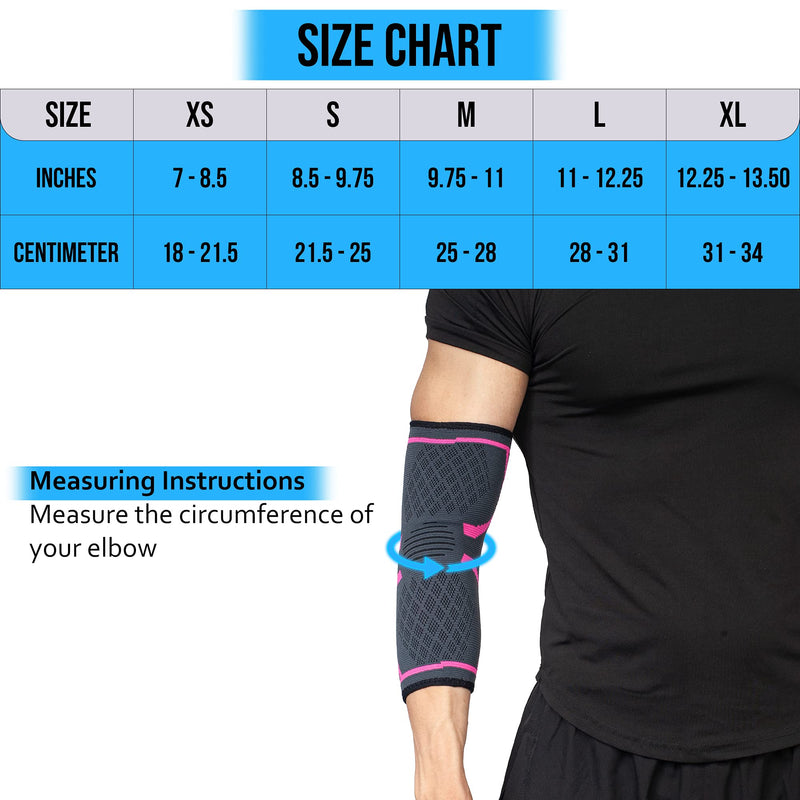 360 RELIEF - Compression Elbow Brace Sleeve for Men and Women Support | Splint, Joint Pain Relief, Tendonitis, Tennis, Golf, Workout, Weightlifting | Small, Pink with Mesh Laundry Bag | S - NewNest Australia