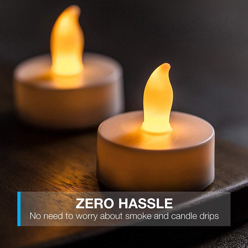 YIWER Tea Lights LED Tea Light Candles 100 Hours Pack of 50 Realistic Flickering Bulb Battery Operated Tea Lights for Seasonal Festival Celebration Electric Fake Candle in Warm Yellow - NewNest Australia