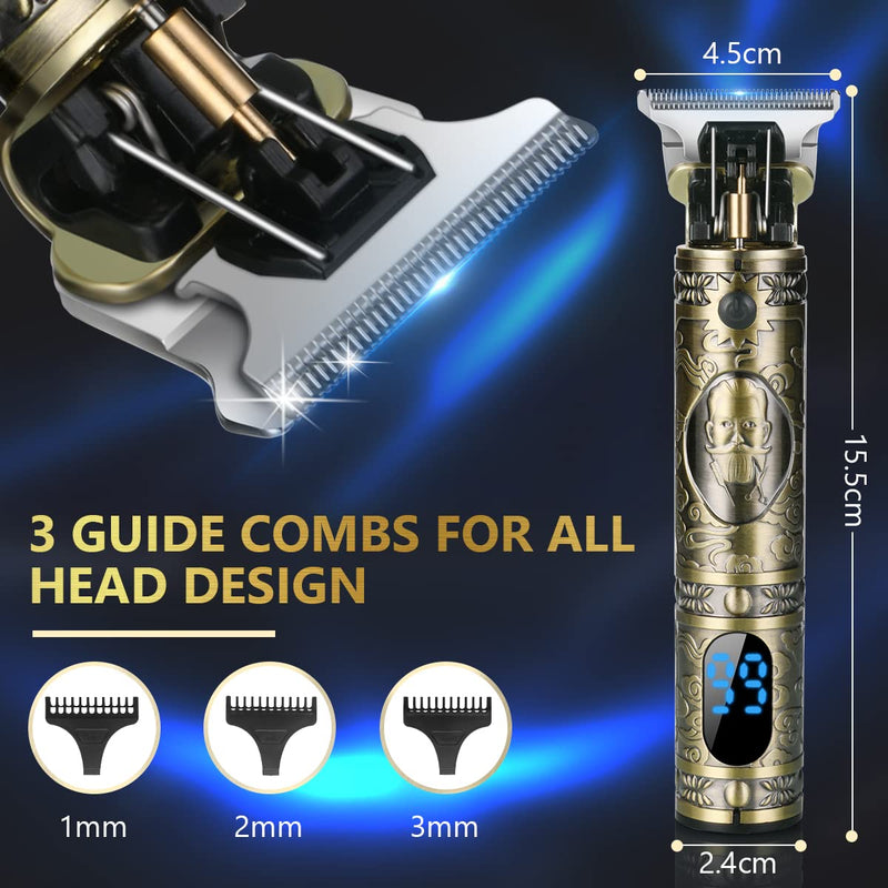 URAQT Hair Clippers for Men, Cordless Clippers Electric Hair Trimmer Beard Trimmer, Waterproof Detail Beard Shaver, Precision T-Blade Trimmer Grooming Cutting Kit with 4 Guide Combs and 2 Hair Combs - NewNest Australia