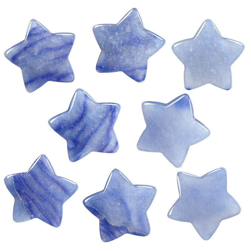 NewNest Australia - SUNYIK Pack of 4 Starry Star Pocket Stone, Healing Crystal Polished Worry Stone for Reiki Meditation Anxiety Stress, Blue Aventurine 