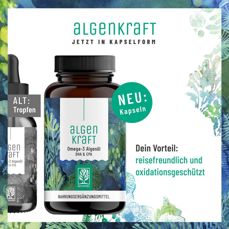 Naturtreu Algae Power - Omega 3 Vegan From Algae Oil - 1000Mg Omega 3 Algae Oil From Sustainable Cultures - Microalgae Oil With High Doses Of Dha & Epa In The Optimal Ratio - Laboratory Tested - NewNest Australia