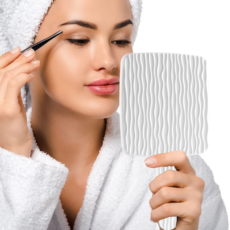 Jasefa Hand Mirror, Handheld Mirror with Handle for Makeup, Portable Cute Hand held Mirror for Shaving, Travel Men & Women(White) Milk White - NewNest Australia