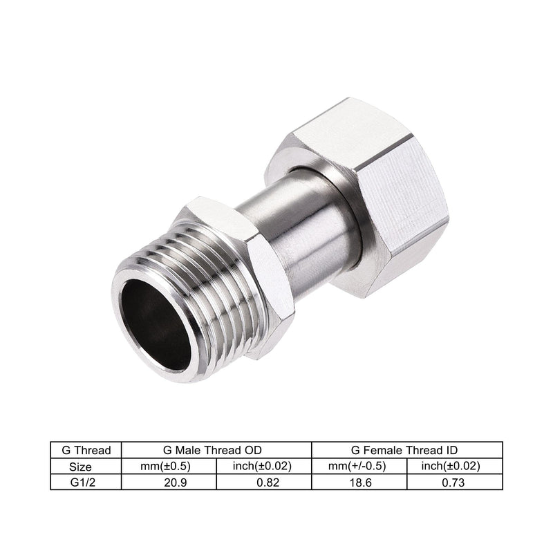 uxcell Straight G1/2 Male to Female Pipe Fitting Connector with Gasket Nickel Plated Copper 2Pcs - NewNest Australia