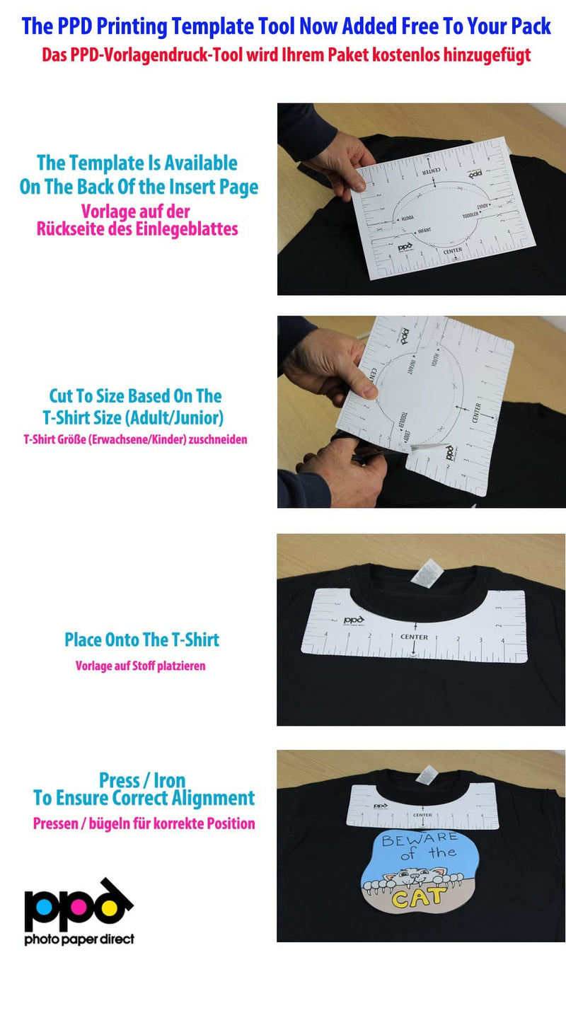 PPD Inkjet PREMIUM Iron-On Dark T Shirt Transfers Paper LTR 8.5x11" Pack of 5 Sheets (PPD-4-5) - NewNest Australia