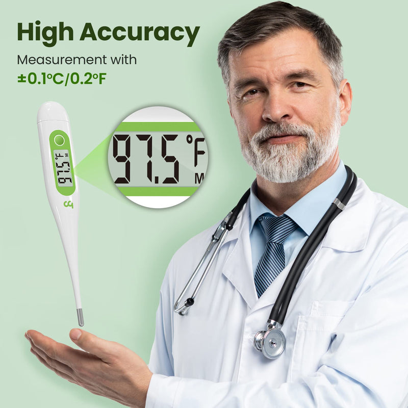 Thermometer for Adults, Oral Thermometer for Fever, Medical Thermometer with Fever Alert, Memory Recall, C/F Switchable, Rectum Armpit Reading Thermometer for Baby Kids and Adults Green/white - NewNest Australia