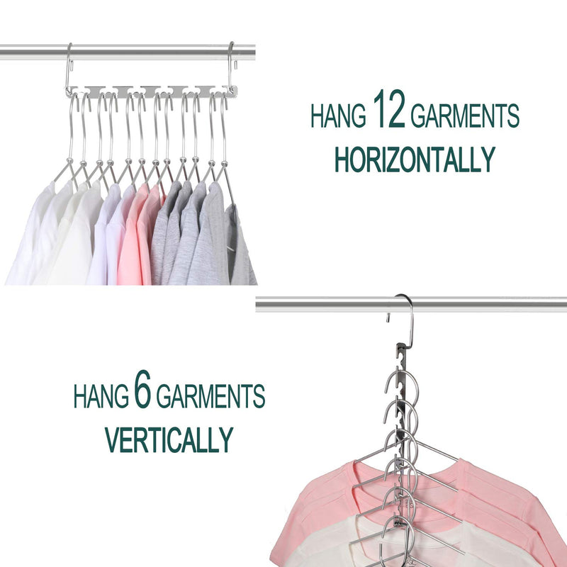 NewNest Australia - Meetu Space Saving Hangers Metal Clothes Hangers 6X2 Slots Magic Hanger Cascading Hanger Updated Hook Design Closet Organizer Hanger (Pack of 4) 