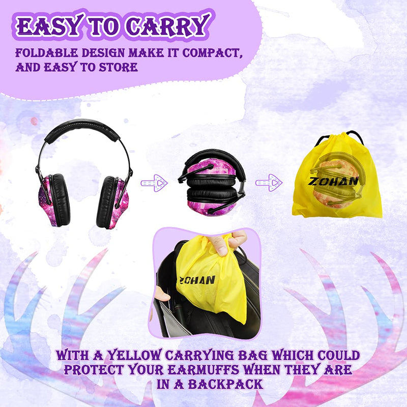 ZOHAN EM030 Kids Ear Protection Safety Ear Muffs, [Upgraded] Hearing Protectors for Children Have Sensory Issues, Adjustable Noise Reduction Earmuffs for Concerts, Fireworks, Air Shows - Nebula Print - NewNest Australia