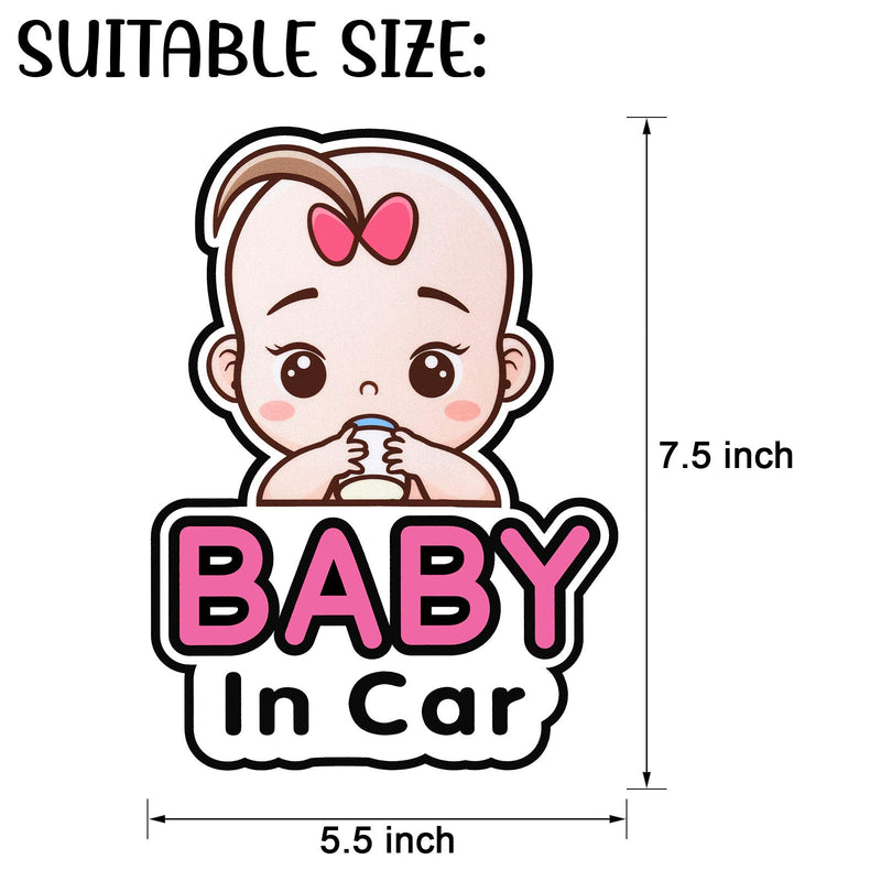 NewNest Australia - 2 Pieces Baby in Car Stickers Sign and Decal for Girl, Baby Car Sticker, Removable Safety Sticker Notice Board, Cute Baby Window Car Sticker, On Board Stickers 