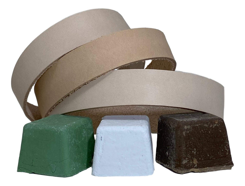 3 Pack 3/4" x 12" Leather Strop Belts with Green, White, and Brown Compounds 3 Pack - NewNest Australia