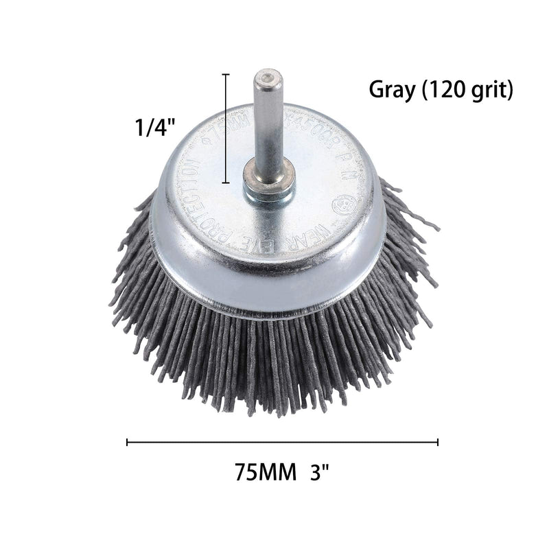 TILAX 3 Inch Abrasive Wire Cup Brush Assorted Cup Brushes 3 Pcs, Nylon Cup Brush for Drill 1/4" Arbor, Grit 80# 120# 320# Cleaning Rust, Stripping and Abrasive, for Drill Attachment - NewNest Australia