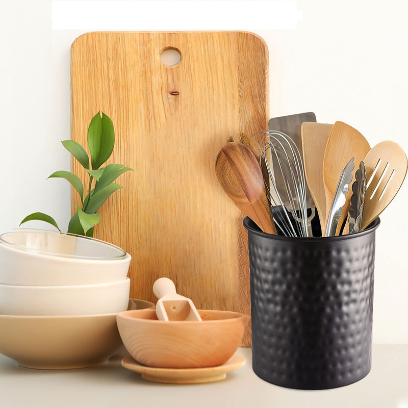 Monarch Abode Matte Black Hand Hammered Kitchen Utensil Holder Crock, Large, 19177 - NewNest Australia