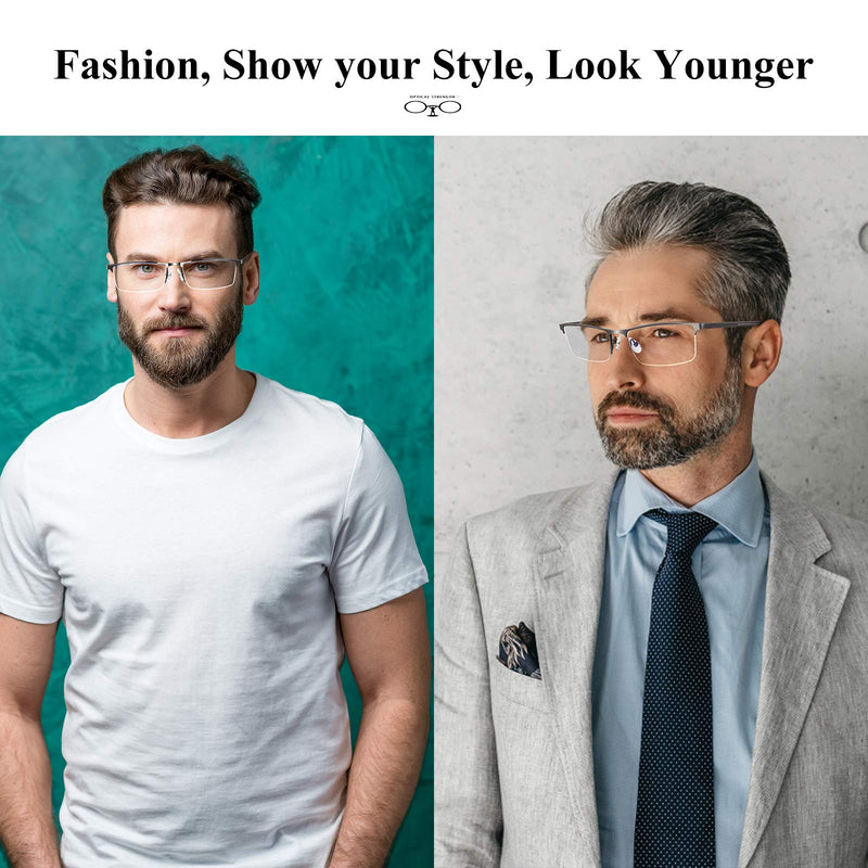 3 Pack Reading Glasses for Men, Metal Frame Blue Light Blocking Reading Glasses 3 Pack(gun/Black/Brown) 1.0 x - NewNest Australia