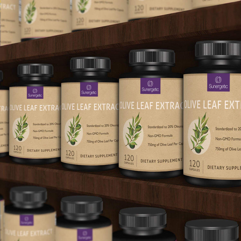 Premium Olive Leaf Extract Capsules – Standardized to 20% Oleuropein – Super Strength Olive Leaf Exact Supplement Supports Immune System & Cardiovascular Health – 750mg Per Capsule – 120 Capsules - NewNest Australia