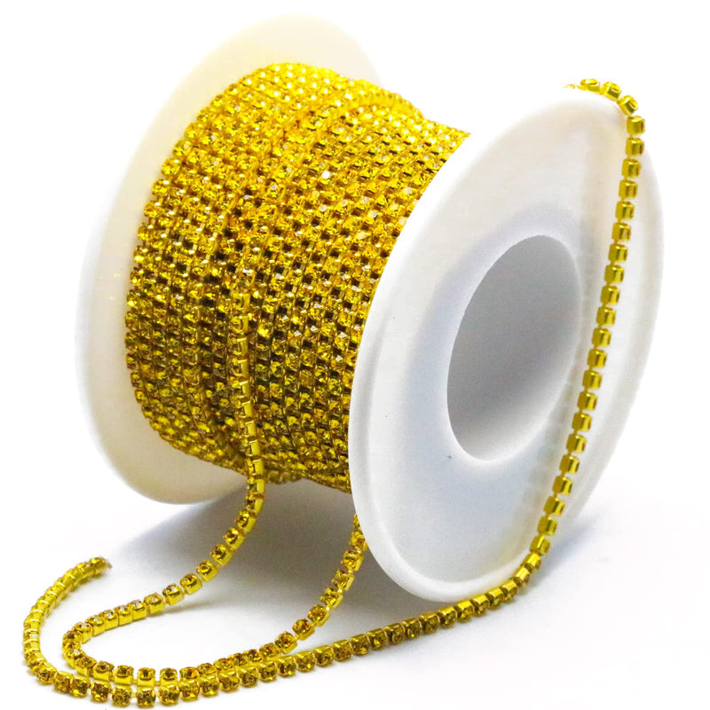 Towenm 1 Roll 10 Yards Rhinestone Chain, 2mm Crystal Rhinestones Close Chain Roll, Sew on Crystal Rhinstone Chain Trim, Crystal Claw Cup Chain (Citrine / Lemon Yellow, SS6 / 2mm) Citrine / Lemon Yellow - NewNest Australia