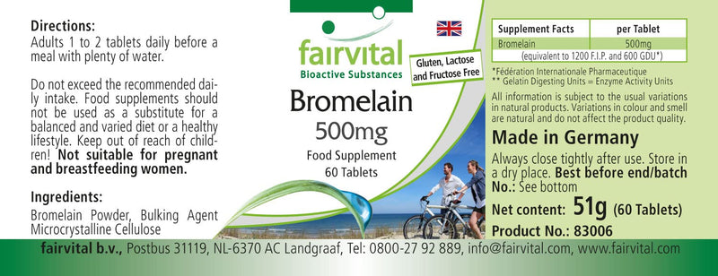 Fairvital | Bromelain 500mg - HIGH DOSE - VEGAN - 1200 FIP - Pineapple enzyme - 60 tablets - NewNest Australia