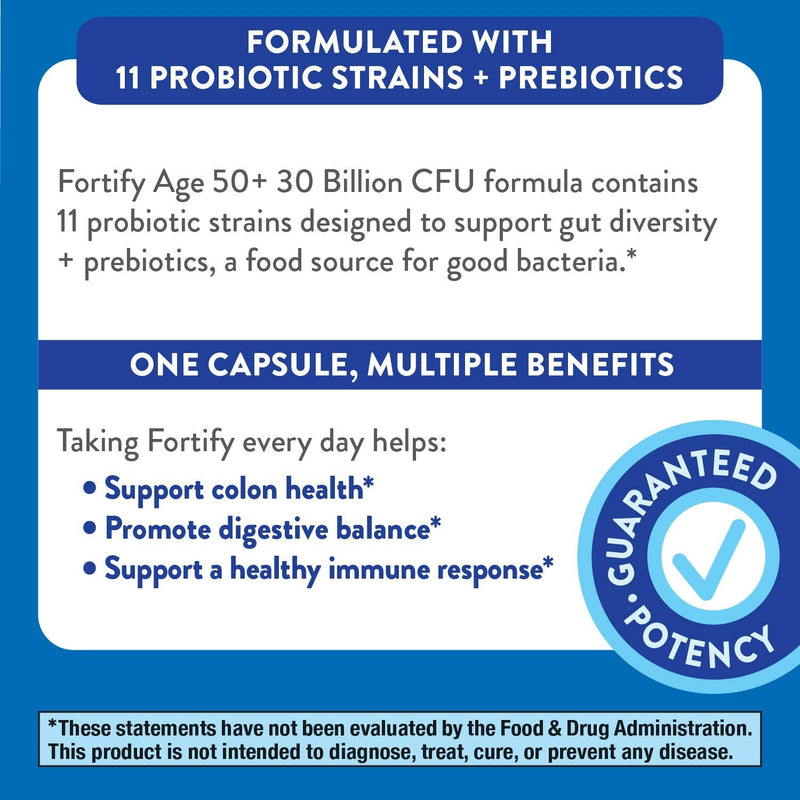 Nature’s Way Fortify 50+ Probiotic, 30 Billion Live Cultures, 11 Strains, Prebiotics, 30 Capsules - NewNest Australia