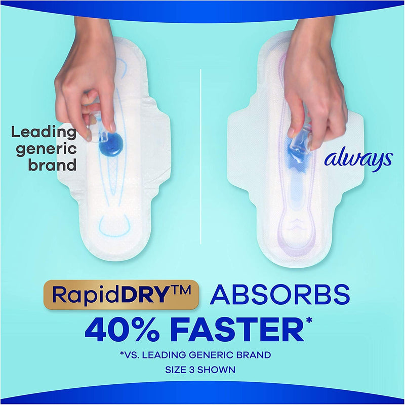 Always Ultra Thin Pads for Women, Size 1 Regular Absorbency Without Wings Unscented, 44 Count - Pack of 3 (132 Count Total) - NewNest Australia