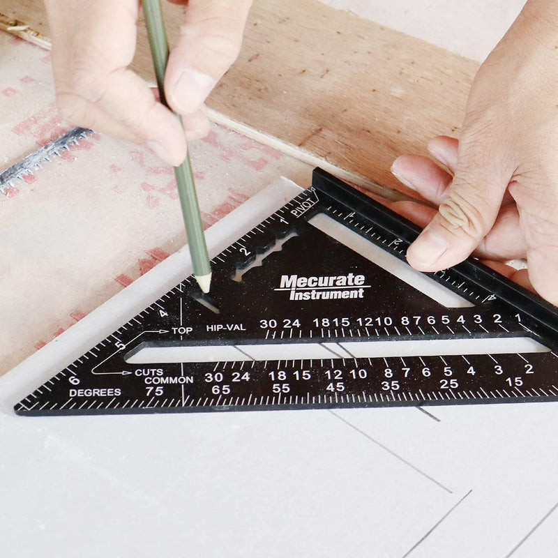 Mecurate Rafter Square, 7 inch Triangle Carpenter Square Die-cast Aluminum Alloy for Woodworking and Carpentry (7 inch) - NewNest Australia