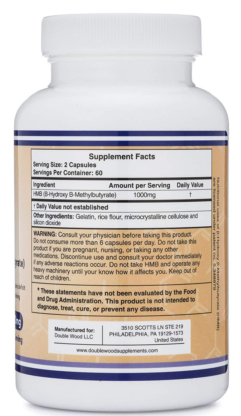 HMB Supplement, Third Party Tested, for Muscle Recovery, Growth, and Retention (Protein Synthesis) - Made in USA, 120 Capsules, 1000mg Per Serving - NewNest Australia