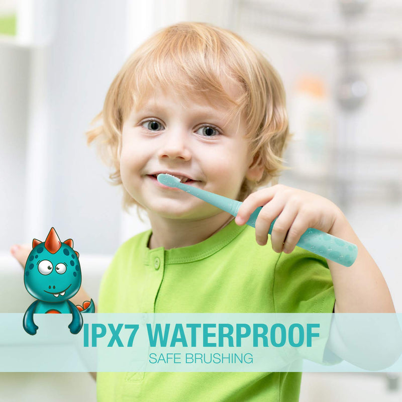 Vekkia Dragon Lord Sonic Rechargeable Kids Electric Toothbrush, 3 Modes with Memory, Fun & Easy Cleaning, 31000 Strokes, IPX7 Waterproof, 2-Min Timer for Age 3+, 4 Soft Bristles Blue | Dragon - NewNest Australia