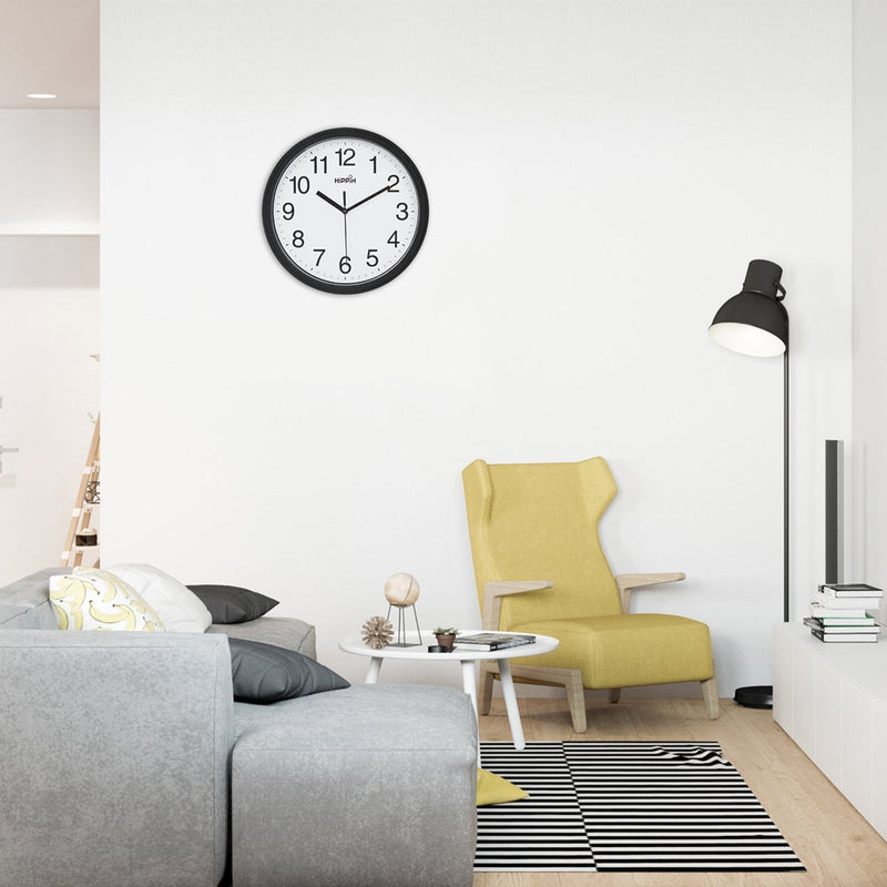 NewNest Australia - Yoobure 10 Silent Quartz Decorative Wall Clock Non-Ticking Classic Digital Clock Battery Operated Round Easy to Read Home/Office/School Clock (Black) Black 