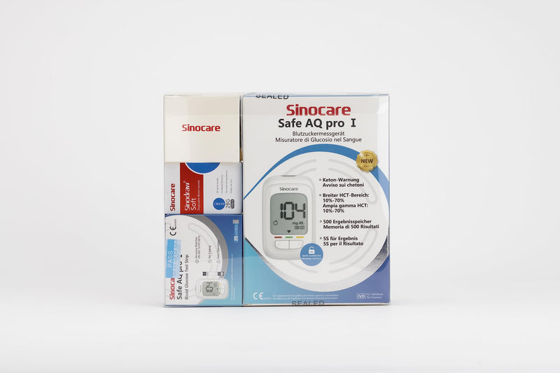 Sinocare Safe Aq Pro I Blood Glucose Monitor Set, Upgrade Sugar Monitor With Test Strips 50, Lancets X 50, Starter And Elderly Operation Friendly (Safe Aq Pro I Blood Glucose Monitor Set 50) - NewNest Australia