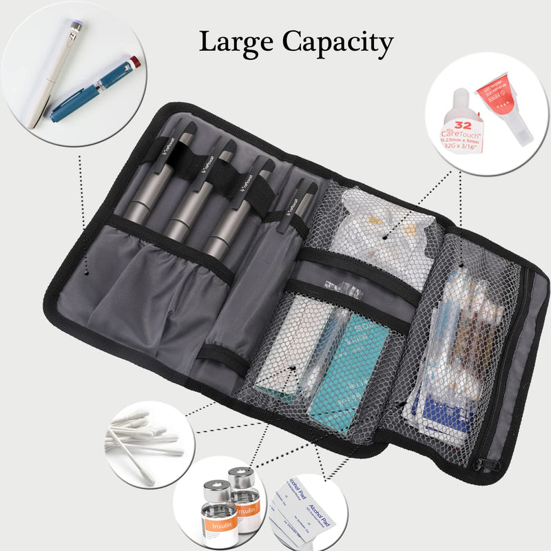 ALLCAMP Insulin Cooler Travel Case Diabetic Medication Cooler with 4 Ice Pack - Medical Cooler Bag Portable and Reusable Grey (Medium) Medium（Oxford） Gray - NewNest Australia