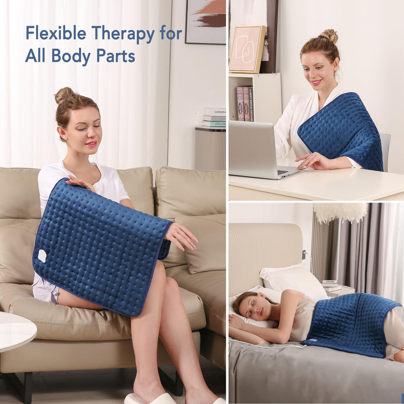 Heating pad with automatic switch-off, electric heat pad 50 x 60cm for back, shoulder, neck and temperature setting in 5 quick heating technology overheating protection - NewNest Australia