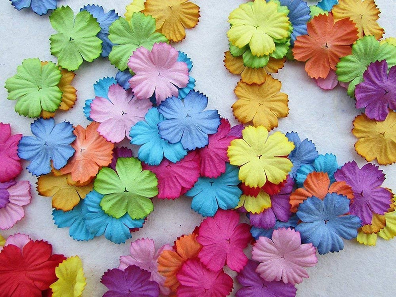100 pcs Patch Flowers 29x29mm Mulberry Paper Flower scrapbooking wedding doll house supplies card Mini Paper Flowers - NewNest Australia