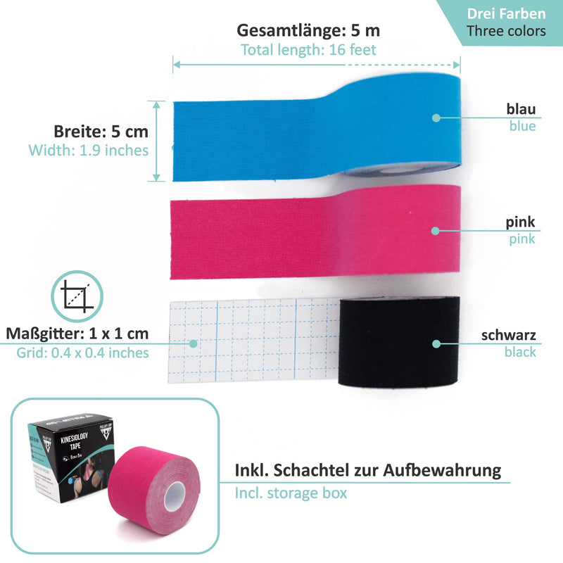 Kinesio Tapes, Skin-Friendly & Latex-Free Sports Tape, Kinesiology Tape, 5 Cm X 5 M, Elastic & Waterproof Therapy Tape, Physio Tape With Long-Lasting Adhesion (Blue) - NewNest Australia