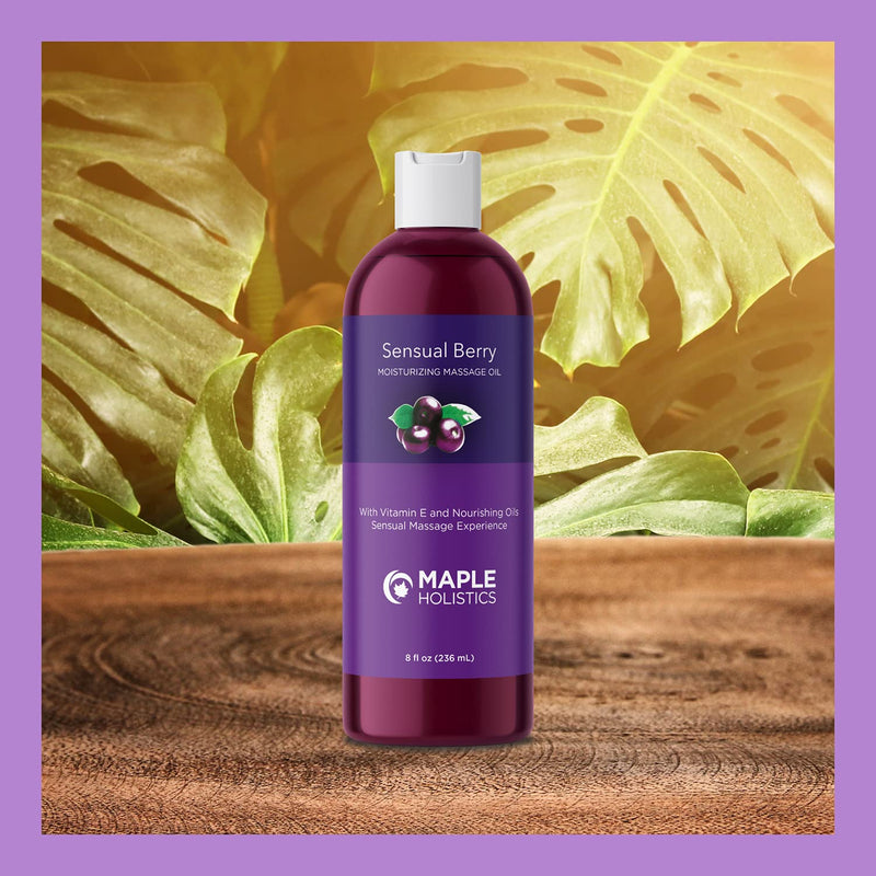 Berry Scented Sensual Massage Oil - Alluring Couples Massage Oil and Moisturizing Body Oil for Men and Women for Full Body Massage - Aromatic Oils with Pure Jojoba Oil Coconut and Sweet Almond Oil Sensual Berry - NewNest Australia