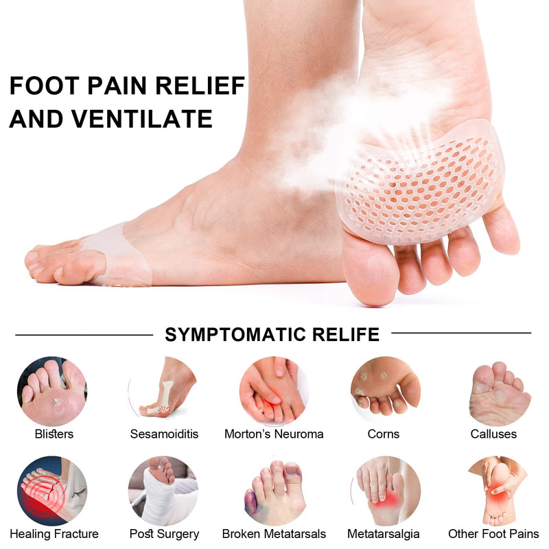 Metatarsal Pads Women Men 6 Pack, Reusable Gel Ball of Foot Cushion for Women High Heels, Foot Pads for Pain Relief for Shoes Pads, Bunion Forefoot Pads, Foot Cushion for Ball of Feet Clear - NewNest Australia