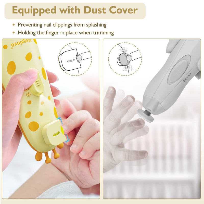 Baby Nail Trimmer Electric,Megainvo 13 in 1 Safe Baby Nail File with 10 Grinding Heads, Whisper Quiet, LED Light Baby Nails Clippers Electric for Baby Newborn Toddler Fingers&Toenails Kits, Orange - NewNest Australia