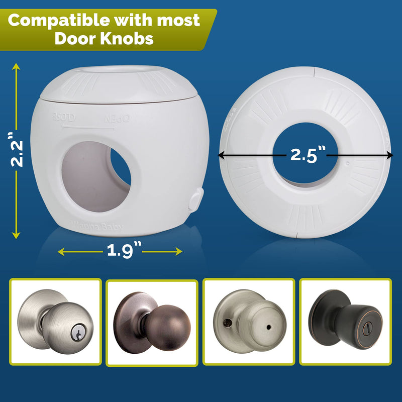 Child Safety Door Knob Cover (4 Pack) Hard-to-Remove Dual-Lock Door Handle Covers for Kids - Reusable Baby Proof Door Knob Locks - Installs Easily, No Tools Needed 4 White - NewNest Australia