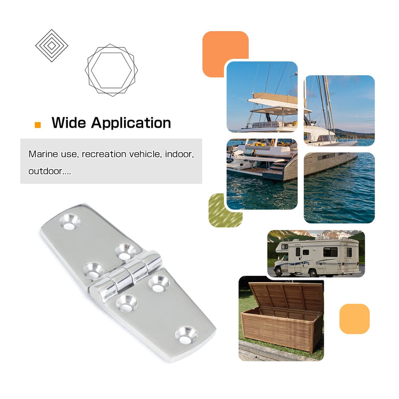 Atibin Marine Mount Door Hinges Steel Stainless Hatch Boat Hinge Hardware Heavy Duty Boat Hinge Deck Mirror Polished SUS316 1.50 inch x 4.00 inch 2pcs - NewNest Australia