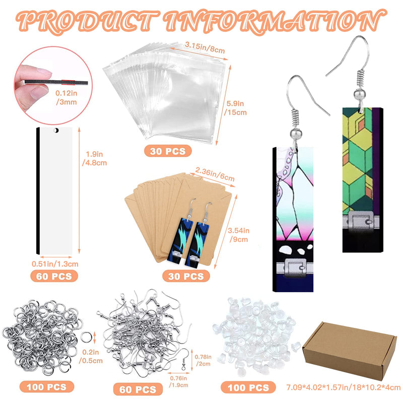 ZOCONE 60 Pcs Sublimation Earrings Blank, Sublimation Printing Earrings Unfinished Rectangular Heat Transfer Earring Pendant with Earring Hooks Cardboard Bags for Women Girls DIY Earring Project - NewNest Australia