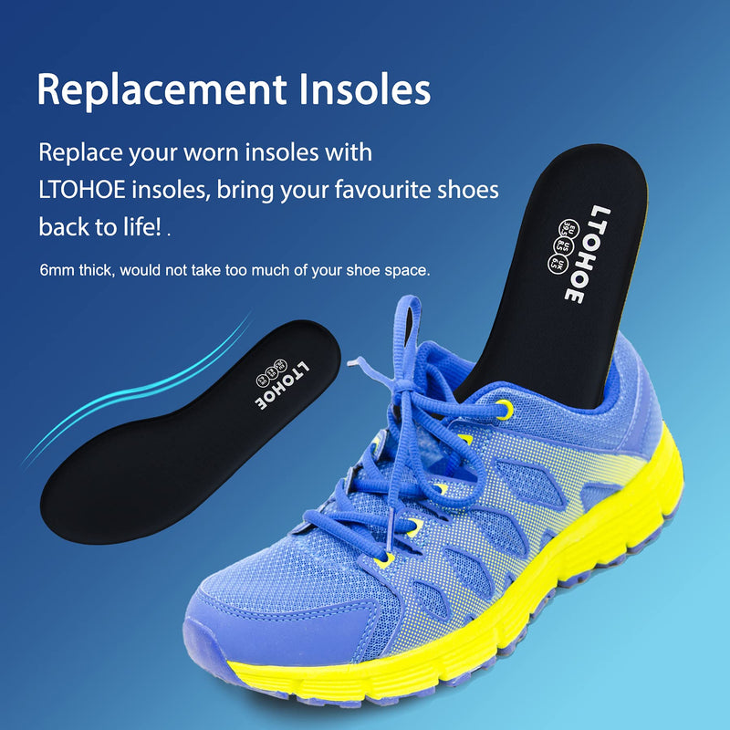 Memory Foam Insoles for Women, Replacement Shoe Inserts for Work Boot, Running Shoes, Hiking Shoes, Sneaker, Cushion Shoe Insoles Shock Absorbing for Foot Pain Relief, Comfort Inner Soles Black US 5 5 US Women Black-6mm - NewNest Australia