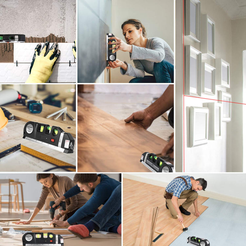 Laser Level Line Tool, Multipurpose Laser Level Kit Standard Cross Line Laser level Laser Line leveler Beam Tool with Metric Rulers 8ft/2.5M for Picture Hanging cabinets Tile Walls by AikTryee. - NewNest Australia