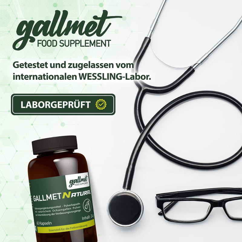 GALLMET Natural 60x Ox Bile 125mg Bile salt naturally supports liver digestive problems fat digestion support after gallstones - ox bile capsules 125 mg per capsule - Made in EU - NewNest Australia
