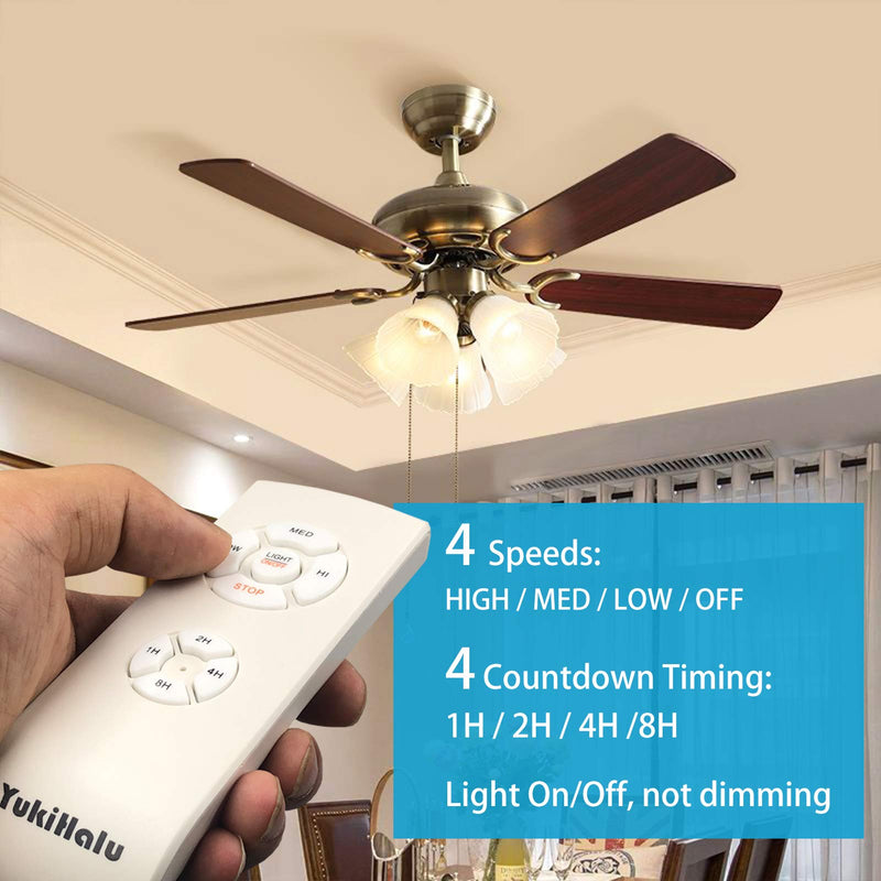 YukiHalu 3-in-1 Small Size Universal Ceiling Fan Remote Control Kit with Light and Timing, Wireless Remote Control and Receiver Kits for Ceiling Fan Lamp 1 remote 1 receiver - NewNest Australia