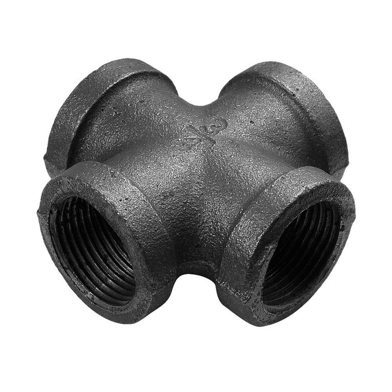 IBEUTES 4pcs Black Malleable Iron Cast Pipe Fitting 3/4 Inch Cross 4 Way Pipe Fitting, 3/4 Inch- Threaded Pipe Nipples For DIY Decor Or Industrial Vintage Style - NewNest Australia