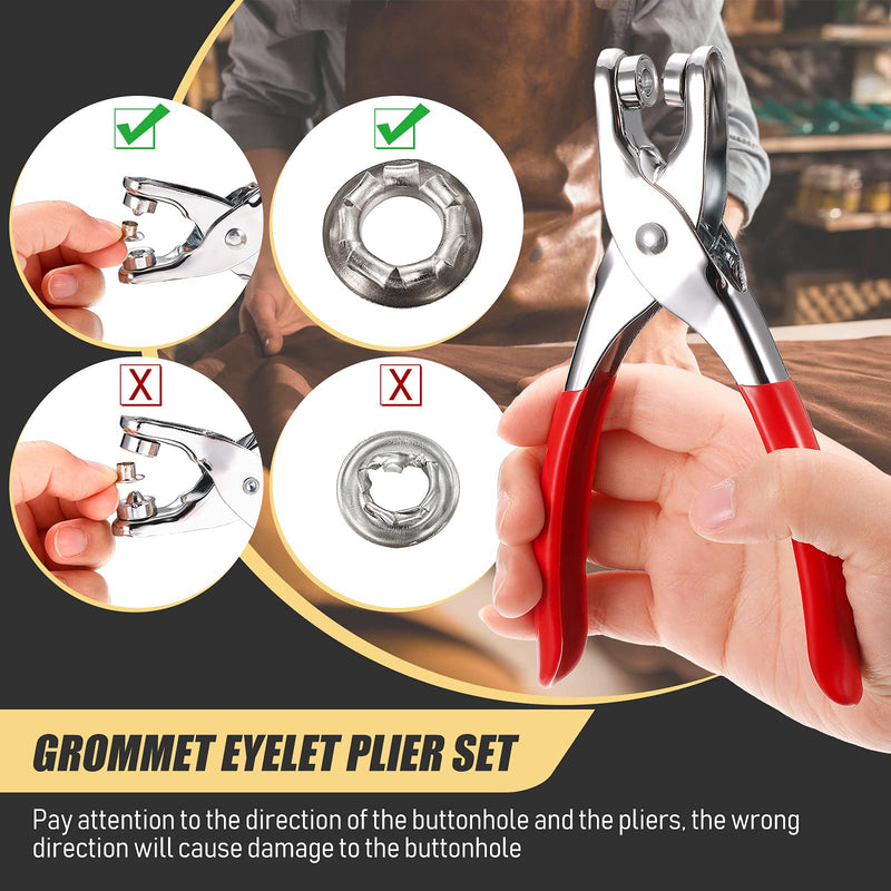 Grommet Eyelet Plier Set, Eyelet Hole Punch Pliers Kit with 300 Metal Eyelets, Grommet Tool Kit for Leather Clothes Belt (Bronze,1/4 Inch) Bronze 1/4 Inch - NewNest Australia