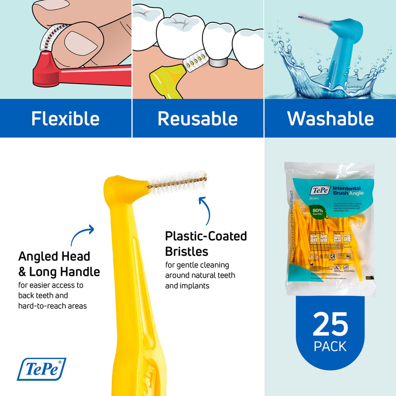 TePe interdental brushes Angle YELLOW 0.7 mm, 25 pieces single - NewNest Australia