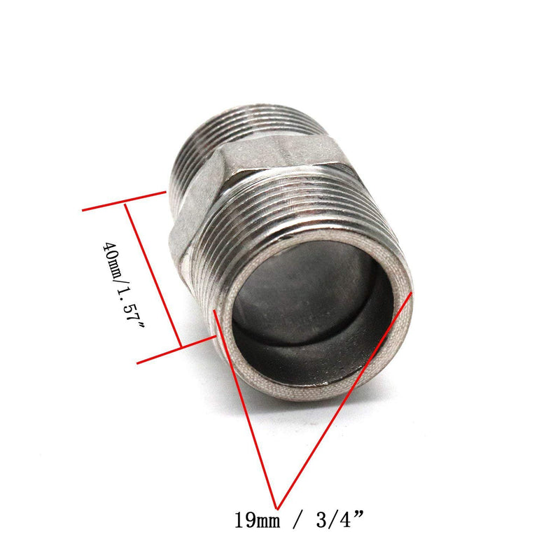 Xiaoyztan 2 Pcs Dual 3/4" Male Thread Coupler Stainless Steel Hex Nipple Pipe Fitting - NewNest Australia