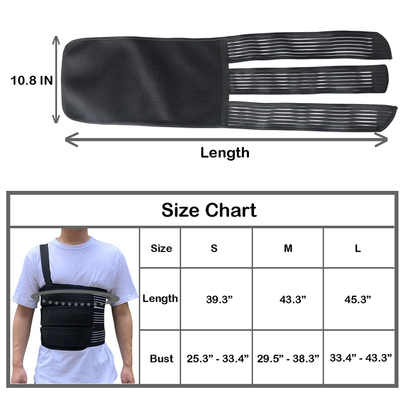 Rib Belt Chest Binder for Broken Injury Ribs, Elastic Rib Brace Compression Support to Reduce Rib Cage Pain, Breathable Chest Protector Wrap for Cracked, Fractured, Dislocated and Post-Surgery Ribs (S (25" to 33")) S (25" to 33") - NewNest Australia