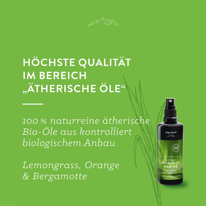 Allg√§Uquelle Organic Infrared Cabin Fragrance Spray With 100% Organic Oils Allg√§Uer Refreshment Lemongrass Orange Bergamot (100 Ml) Natural Infrared Sauna Fragrance With Essential Oils Organic Infrared Cabin Fragrance Oil - NewNest Australia