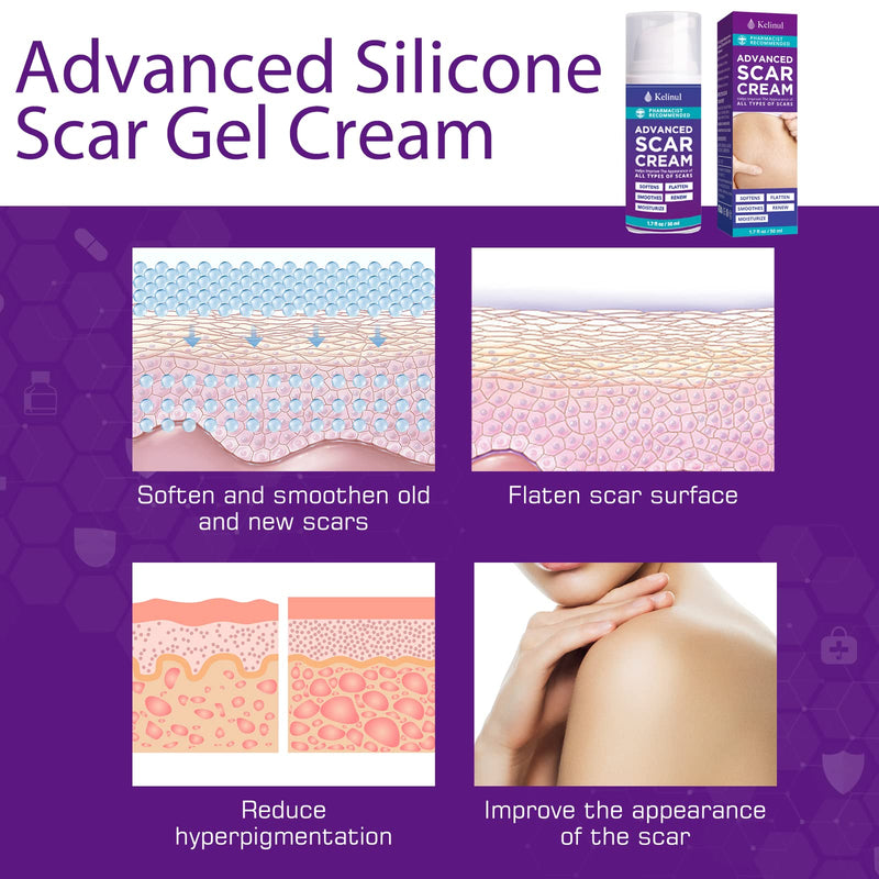 Kelinul Scar Cream-Advanced Silicone Gel for C-Section, Stretch Marks, Acne, Surgery, Effective both Old and New Scars- Advanced Post Supplies-Try Surgical Sheets-1.7 oz - NewNest Australia
